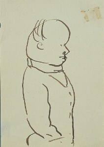 Self-Caricature in Profile, Hand in Pocket