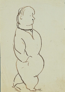 Self-Caricature in Profile, Walking