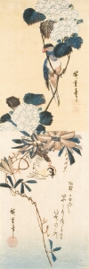 Bird and Hydrangea (top); Passion Vine and Sparrow (bottom)