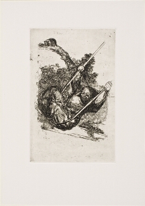 The Bordeaux Etchings: Late Caprichos of Goya: After Goya: Witch on a Swing/ Old Woman on a Swing, Plate A verso