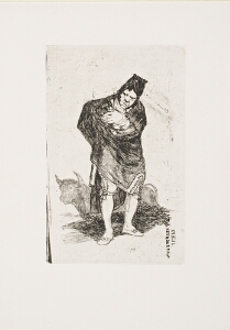 The Bordeaux Etchings: Late Caprichos of Goya: After Goya: Andalusian Smuggler, with Bull / The Old Bullﬁghter, Plate E verso
