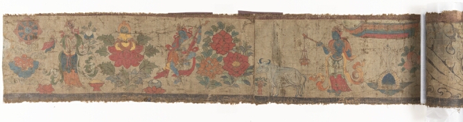 Buddhist Scroll with Deities and Auspicious Symbols