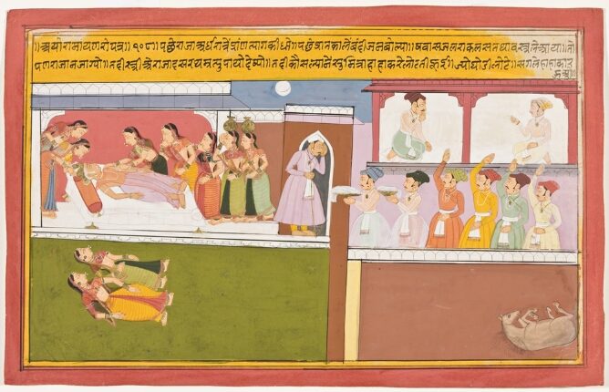 Dasaratha Is Discovered to Have Died during the Night, folio 108 from a Ramayana series