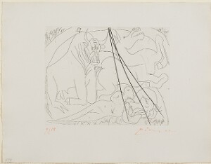 Suite Vollard, 1939, Paris: Femme Torero III (Bull, Horse, and Reclining Woman)