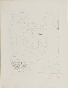 Suite Vollard, 1939, Paris: Three Nudes by a Window (Three Nudes Seated by a Window with Basket of Flowers)