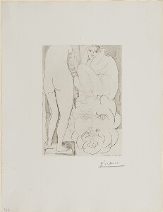 Suite Vollard, 1939, Paris: Crouching Model, Torso and Bearded Head (Crouching Model, Nude, and Sculptured Head)