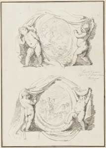 Study After Carlo Cignani: Two Medallions Supported by Putti (from the San Michele in Bosco)