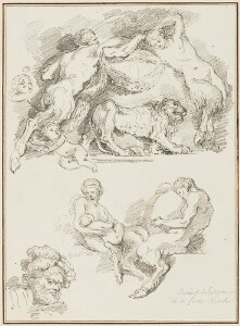 Study after Giovanni Benedetto Castiglione: Four Groups of Fauns (from the Collection of Console Smith)