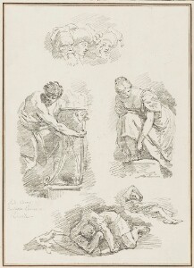 Study After Giovanni Battista Tiepolo: Four Heads (from the Meeting of Anthony and Cleopatra, Palazzo Labia); Study After Sebastiano Ricci: Sheet of Three Figure Studies (unidentified works of Sebastiano Ricci)