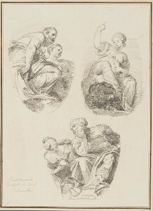 Study After Giambattista Zelotti:  Jupiter and Juno and Venice and the Lion of St. Mark (from Ducal Palace, ceiling of the Council of Ten); Study after Paolo Veronese