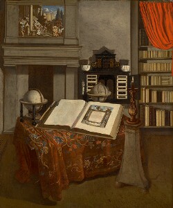 Library Interior with Still Life