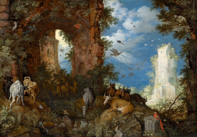 Landscape with Ruins and Animals