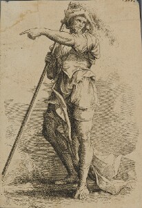 The Works of Salvator Rosa: Solider Holding a Cane in His Right Hand, Pointing Toward the Left (Copy)