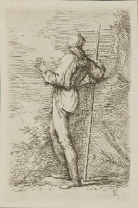 The Works of Salvator Rosa: Soldier, Standing, Holding a Long Cane Before a Rocky Wall