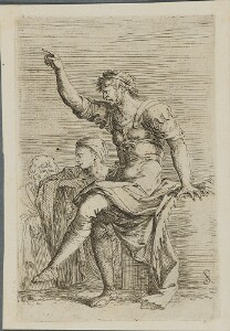 The Works of Salvator Rosa: Two Soldiers, One with His Hand Raised, Pointing Toward the Left