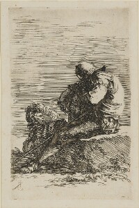 The Works of Salvator Rosa: Two Soldiers, One Seated on a Ledge, Holding a Cane