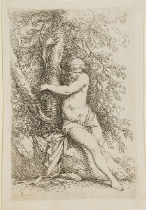 The Works of Salvator Rosa: Nude Seated, Holding Onto a Tree