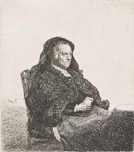 The Artist's Mother Seated at a Table Looking Right: Three-Quarter Length