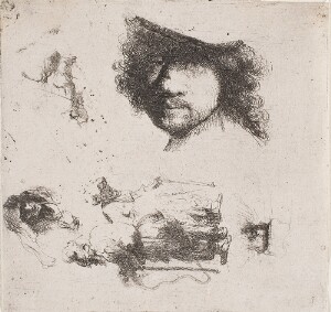 Sheet of Studies:  Head of the Artist, a Beggar Couple, Heads of an Old Man and Old Woman, Etc.