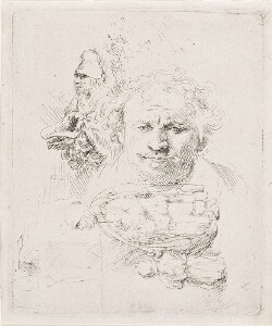 Sheet of Studies with the Head of the Artist, a Beggar Man, Woman and Child