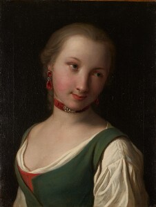 Woman Wearing a Red Choker