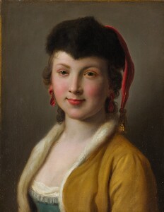 Woman Wearing a Black Fur Hat