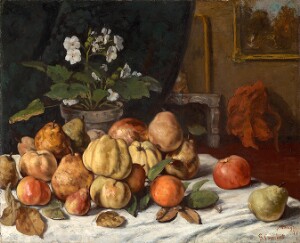 Apples, Pears, and Primroses on a Table