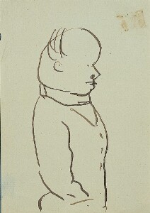 Self-Caricature in Profile, Hand in Pocket