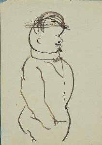 Self-Caricature in Profile, with Hat