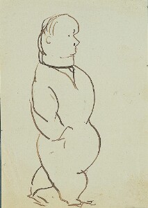 Self-Caricature in Profile, Walking