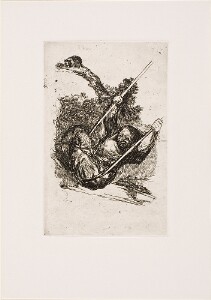 The Bordeaux Etchings: Late Caprichos of Goya: After Goya: Witch on a Swing/ Old Woman on a Swing, Plate A verso