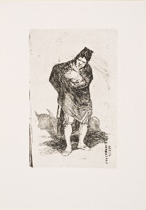 The Bordeaux Etchings: Late Caprichos of Goya: After Goya: Andalusian Smuggler, with Bull / The Old Bullﬁghter, Plate E verso