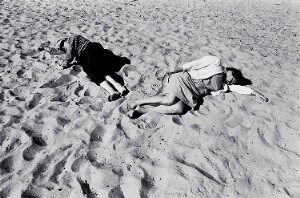 Untitled (Santa Monica, Two Figures on Beach)